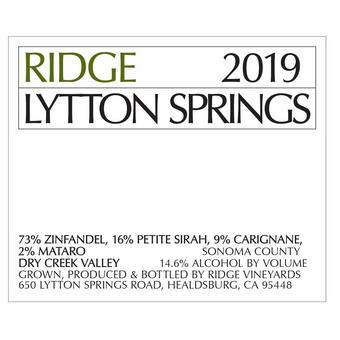 Ridge Vineyards 2019 Lytton Springs Zinfandel Blend, Dry Creek Valley
