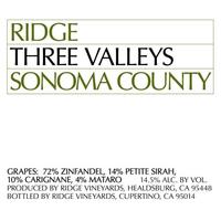 Ridge Vineyards 2019 Three Valleys Zinfandel Blend, Sonoma County