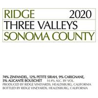 Ridge 2020 Three Valleys Zinfandel Blend, Sonoma County