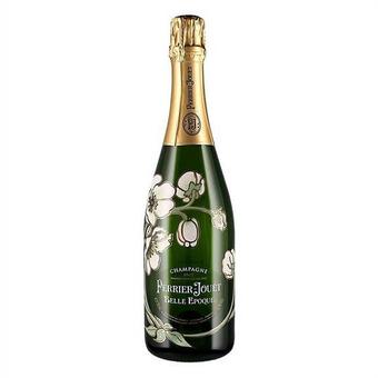 Perrier Jouet 2008 Belle Epoque Brut Champagne Gift Set w / Two Matching Painted Glasses