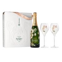 Perrier Jouet 2014 Belle Epoque Brut Champagne Gift Set w/ Two Matching Painted Glasses