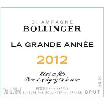 Bollinger 2012 Grande Annee Brut Champagne