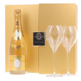 Louis Roederer Cristal 2008 Brut Champagne Gift Set w/ 2 Glasses