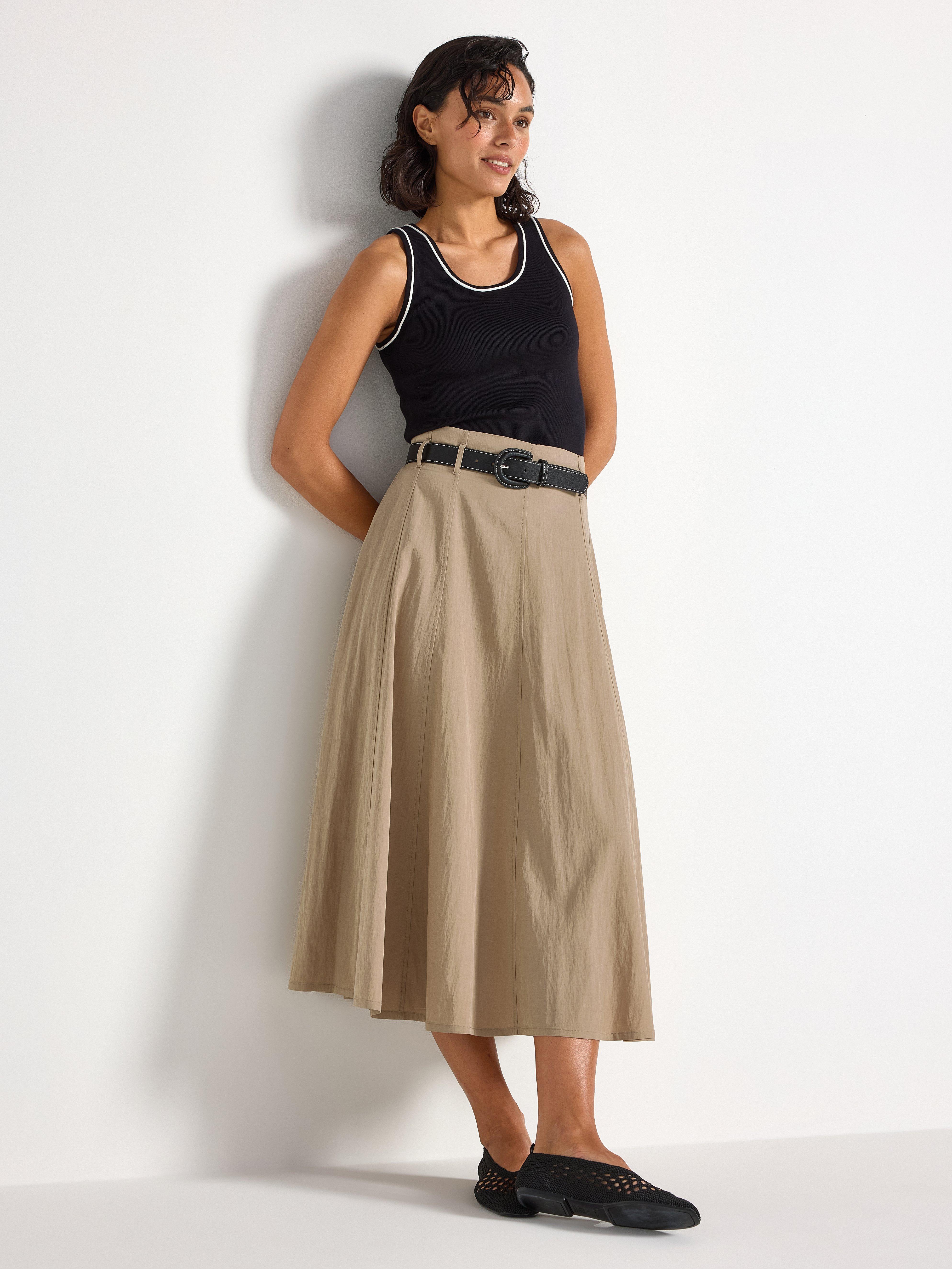 Dida pleats flare skirt Beige (S) Flared Midi skirt | Lindex