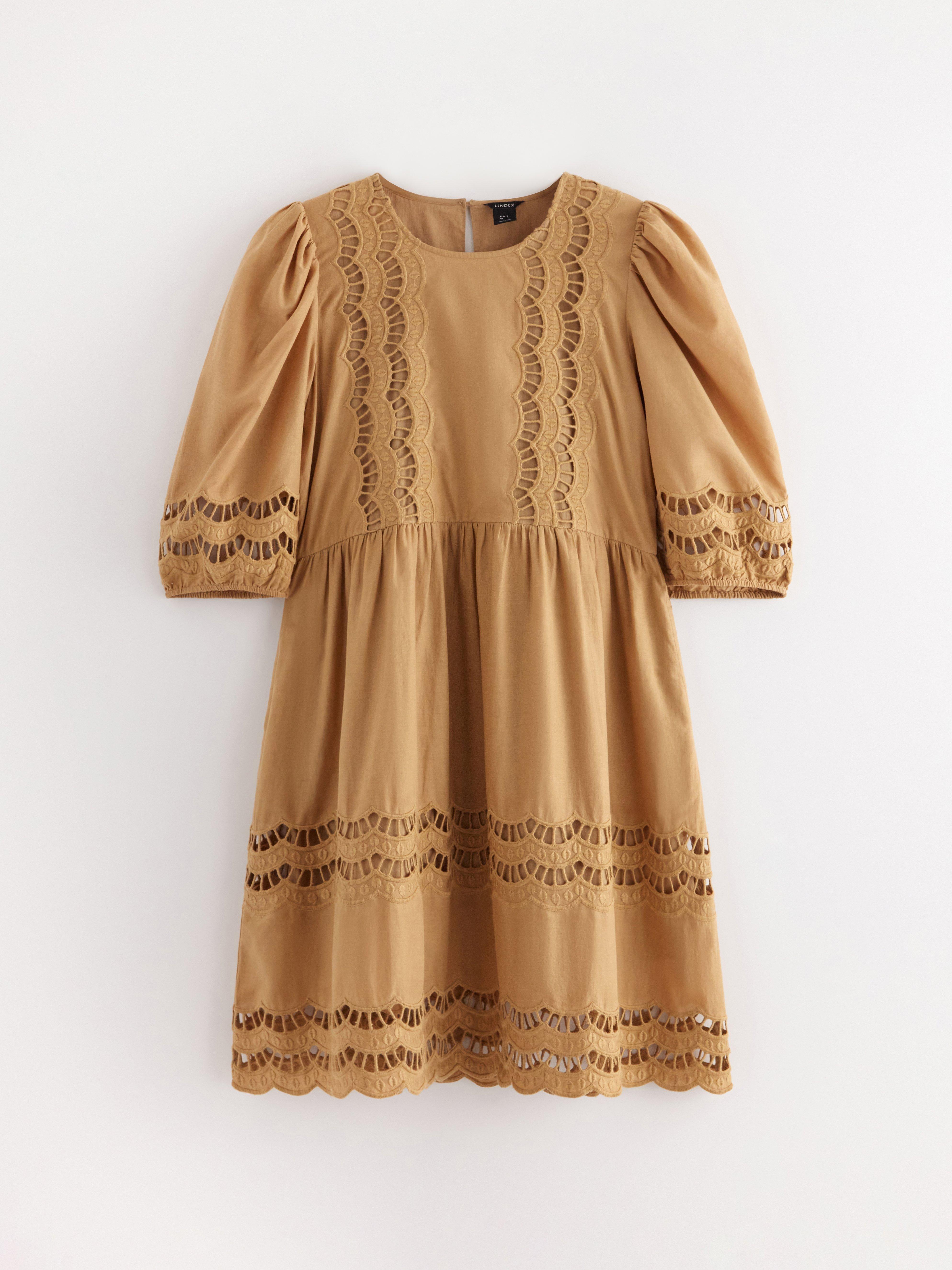 Dress with broderie anglaise | Lindex