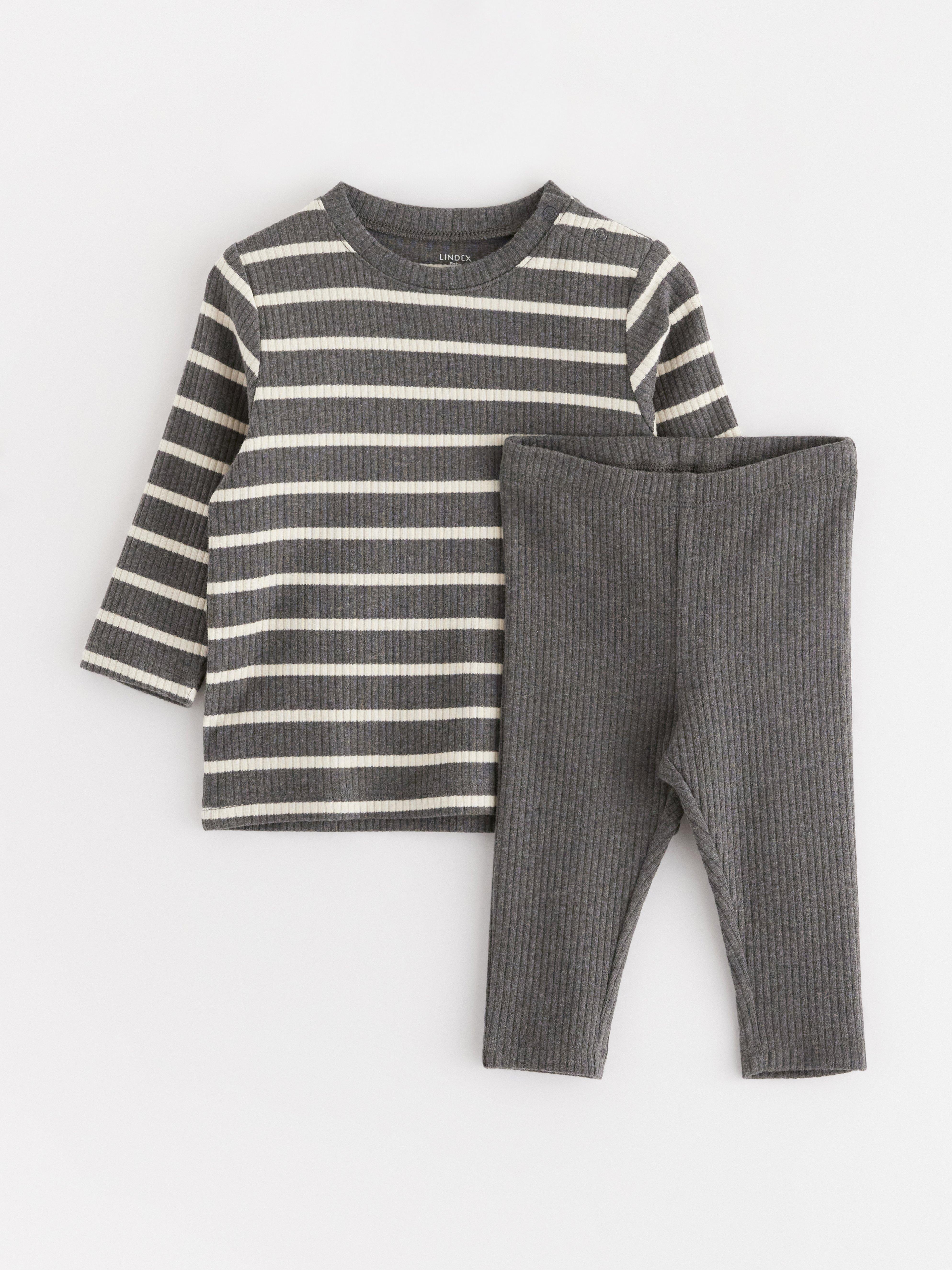 Kvinnors Långärmad Topp och Bredbyxor Set Vintage Stil main image 1