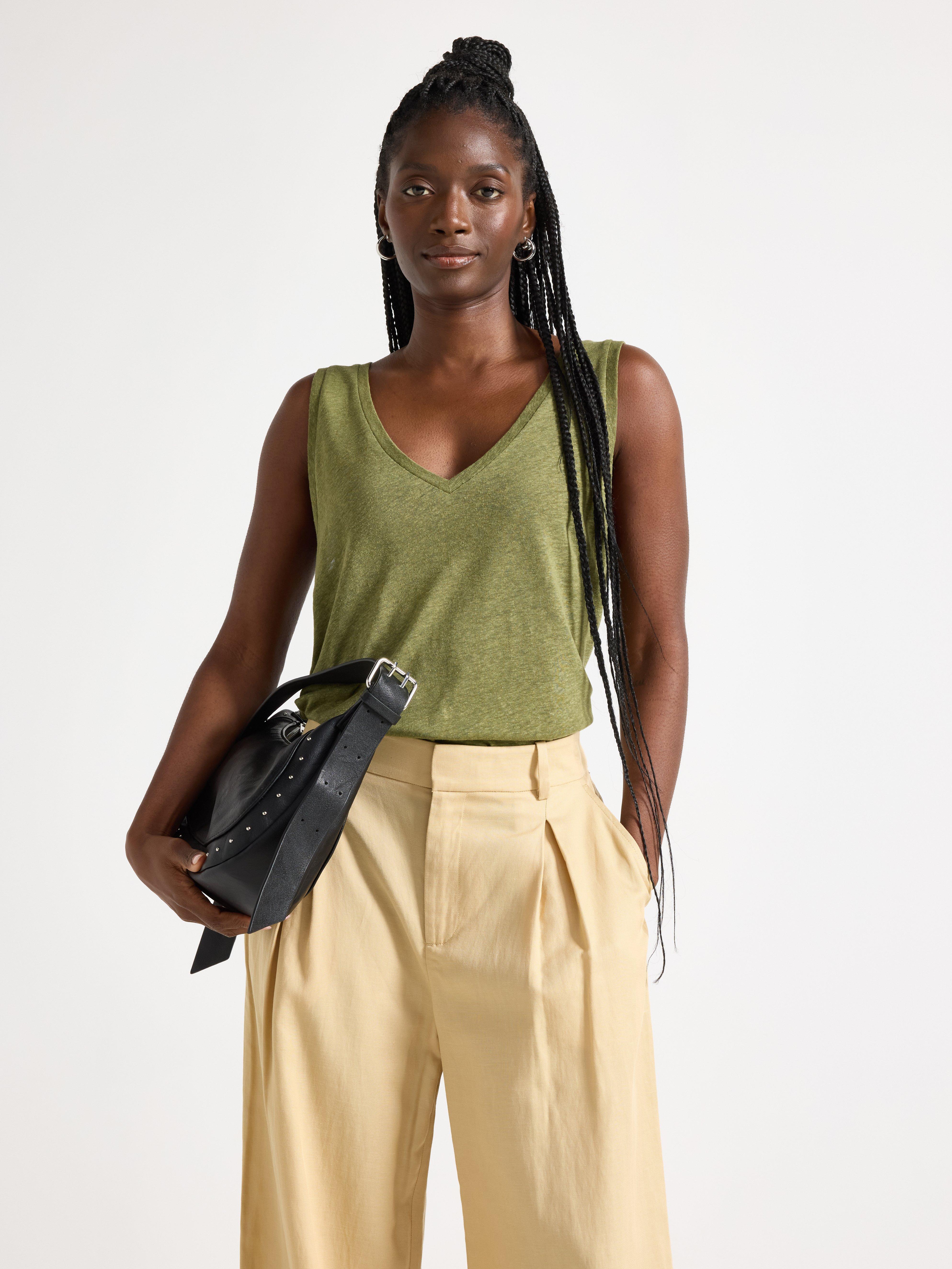 Tank top in linen blend | Lindex