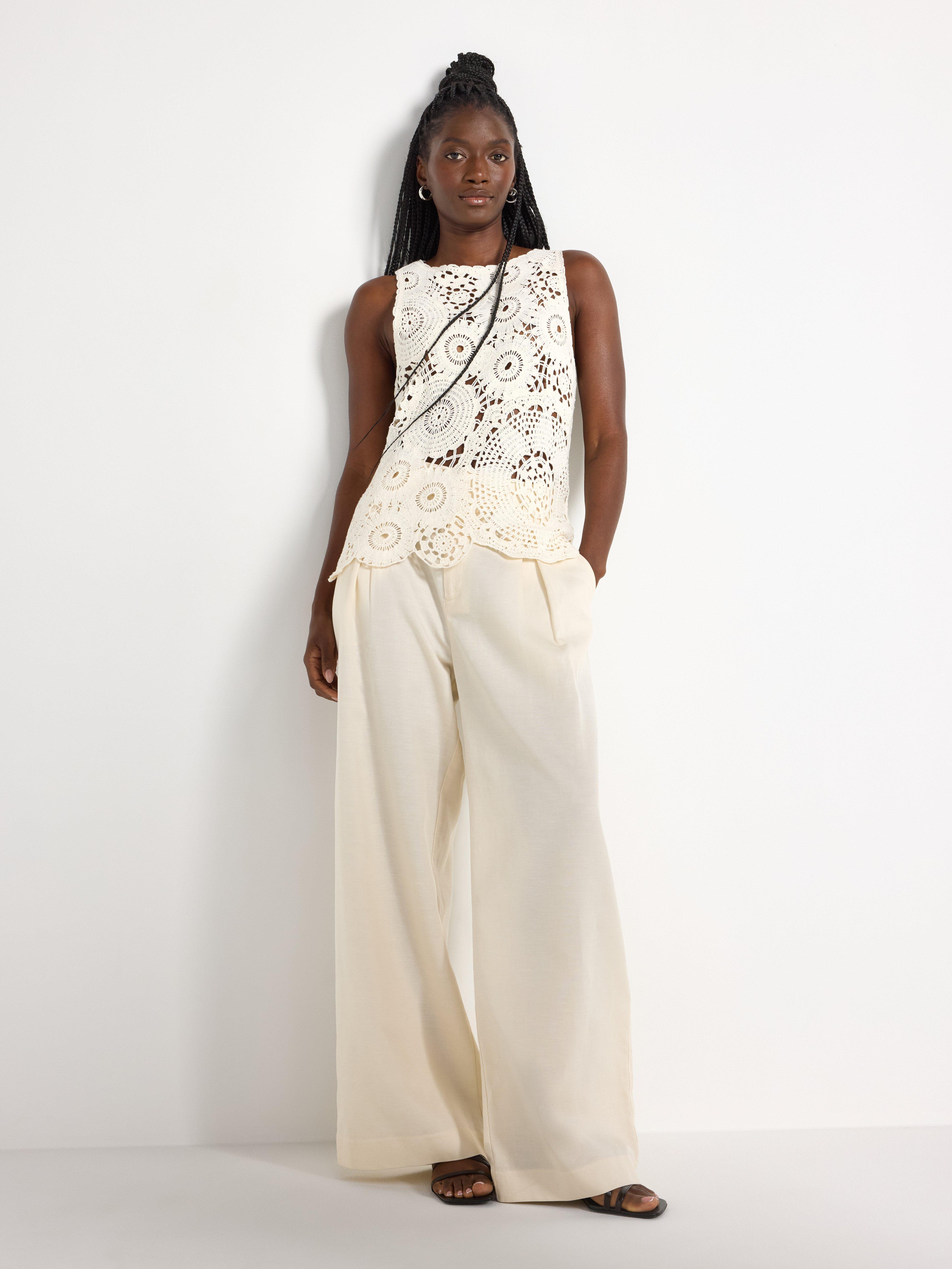 Sleeveless top with crochet look | Lindex