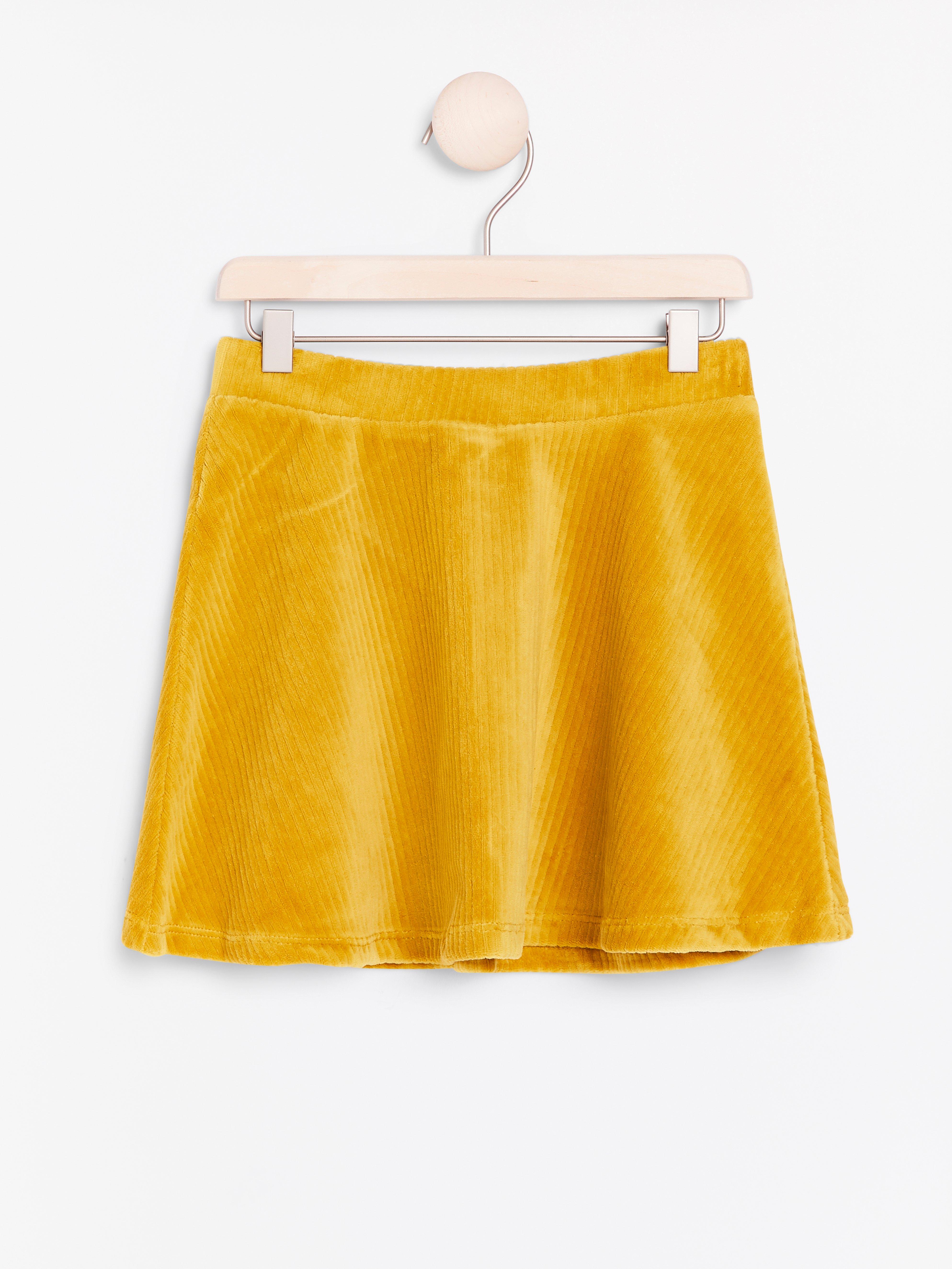 Yellow corduroy jersey skirt | Lindex Europe
