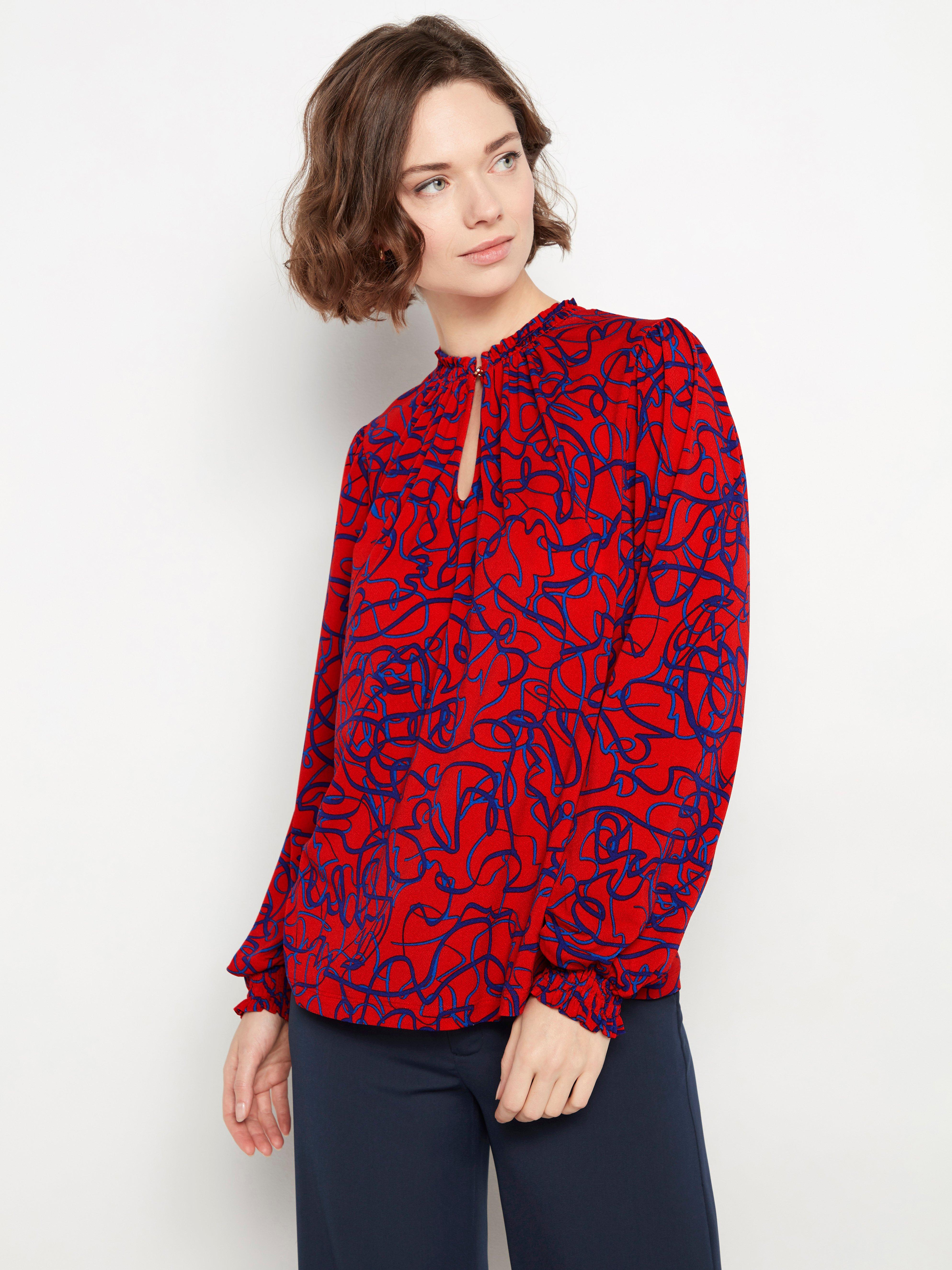 Röd blus med mönster | Lindex
