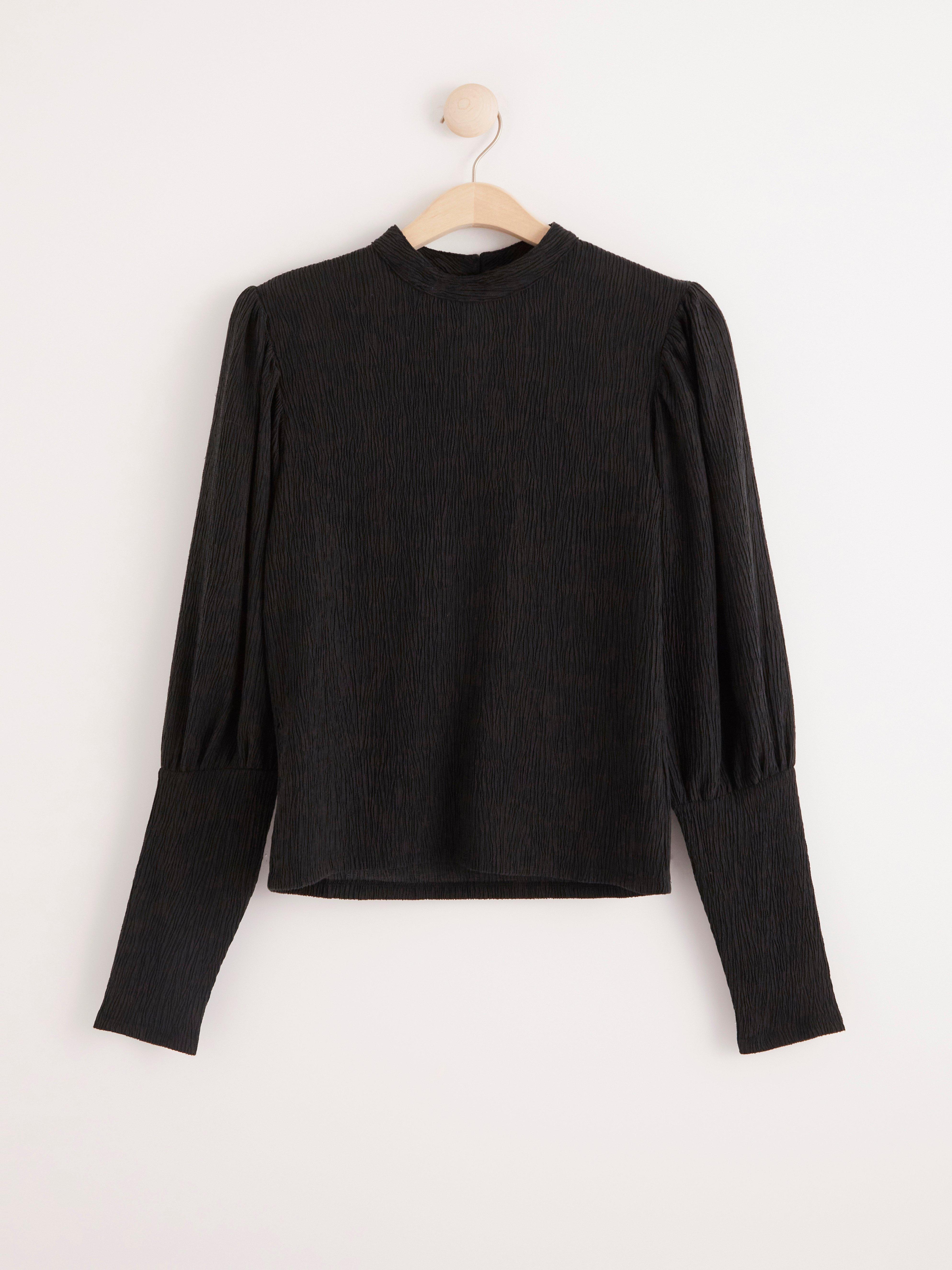 Textured top with puff sleeves | Lindex Estonia