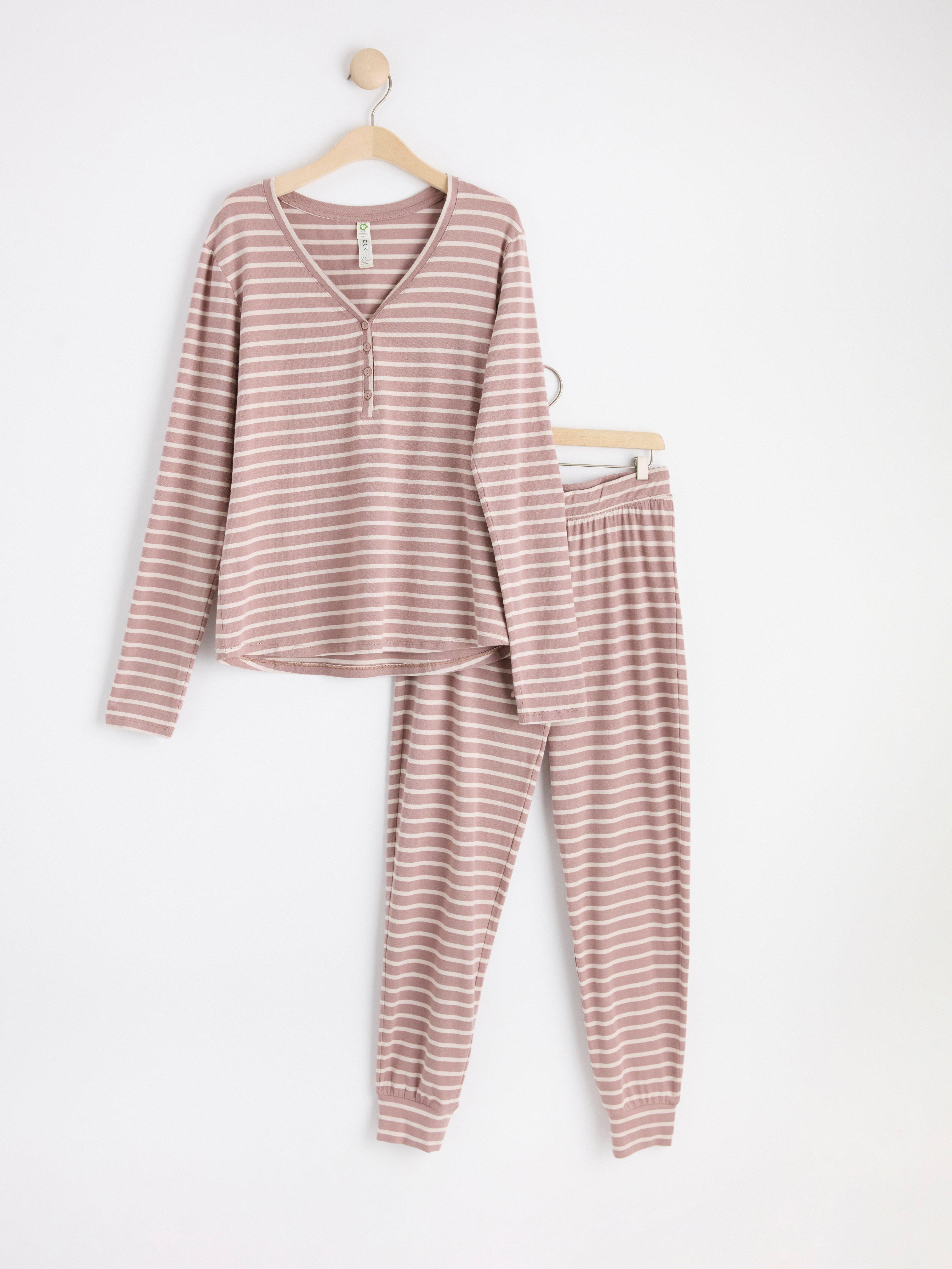 Lykka Soft Pyjamas Set Light Beige Patterned
