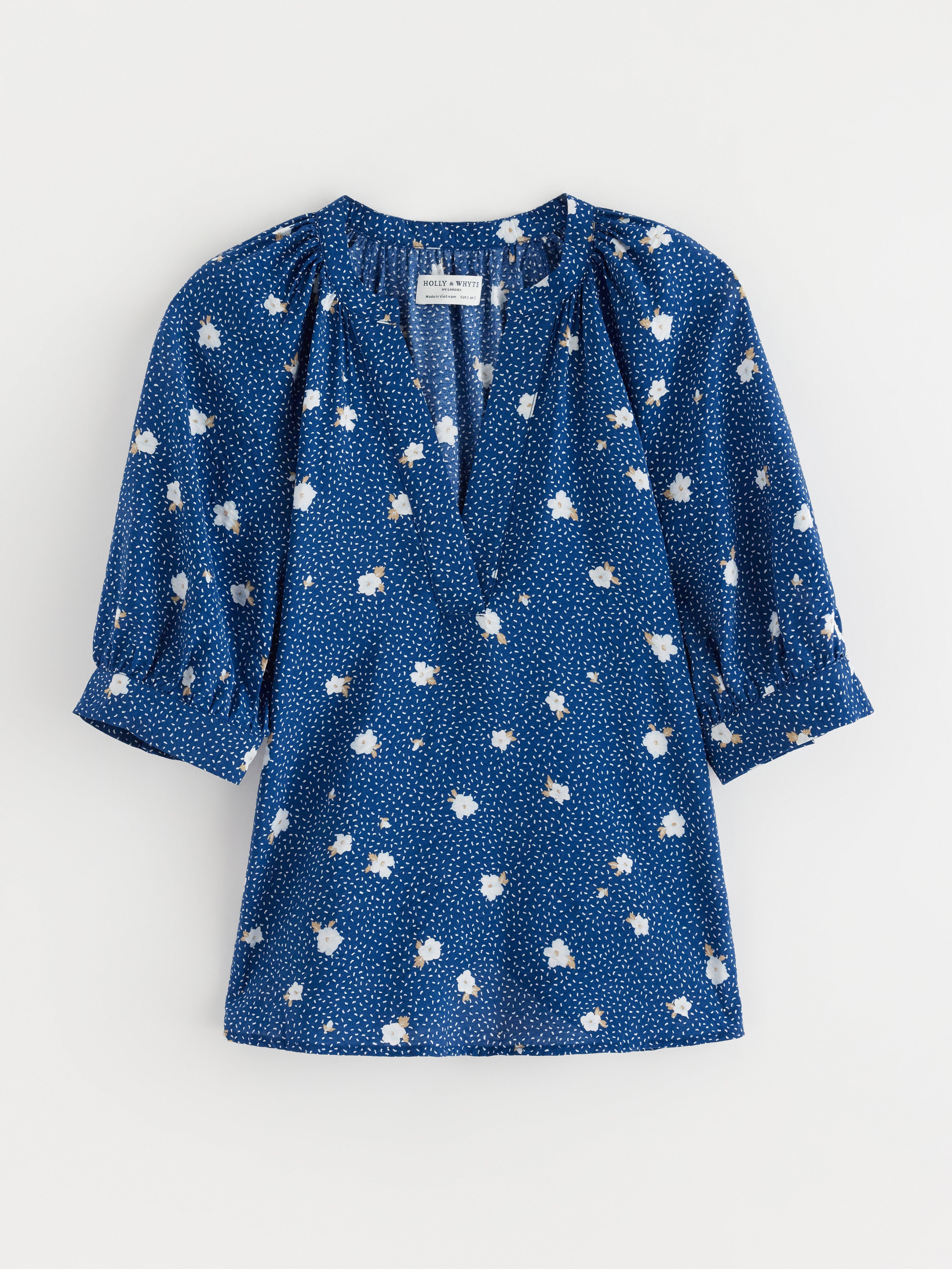 Dam Blus Leopardmönster Puffärmar Högkvalitativt Tyg main image 0