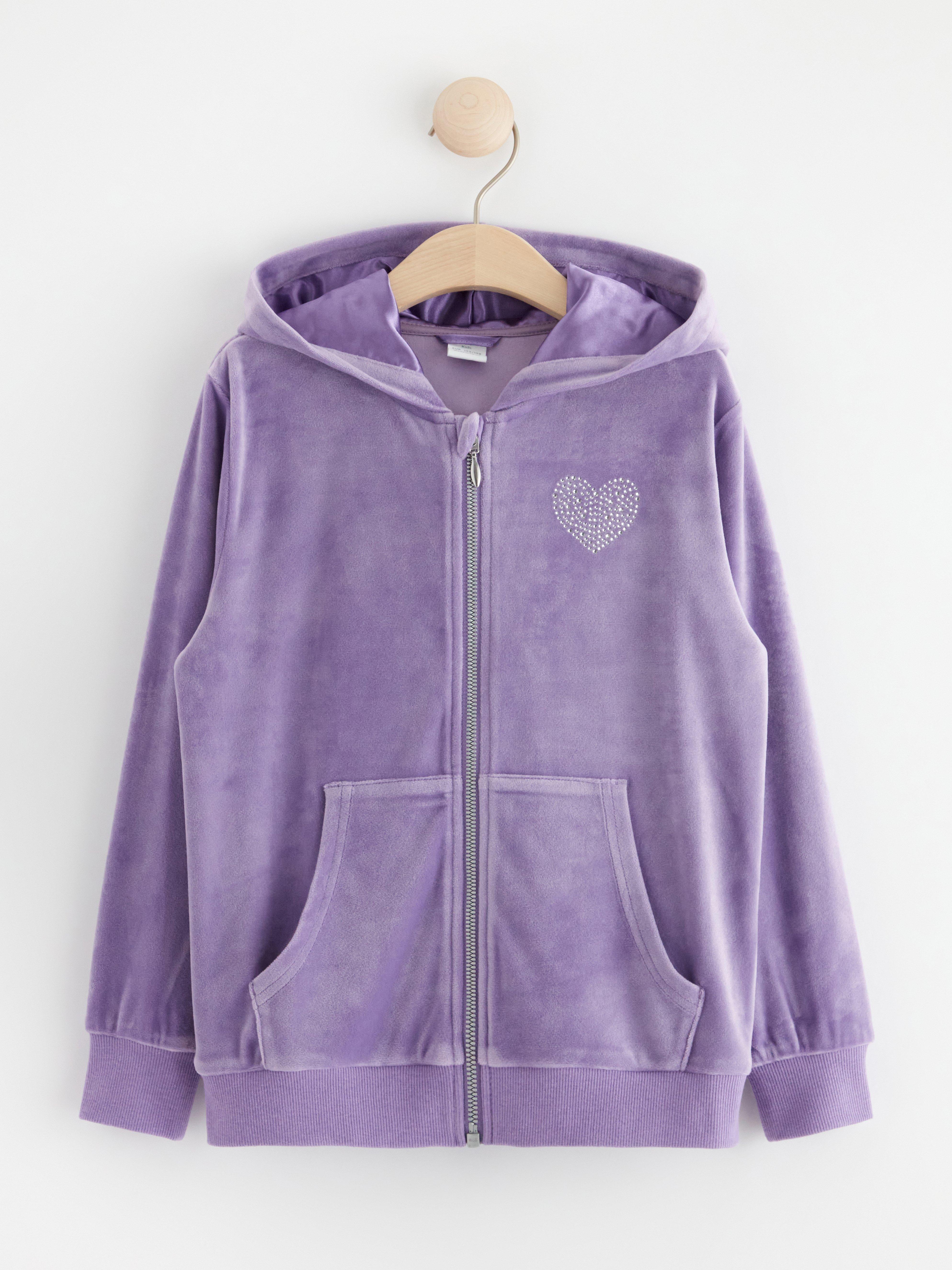 Velour zip hoodie | Lindex