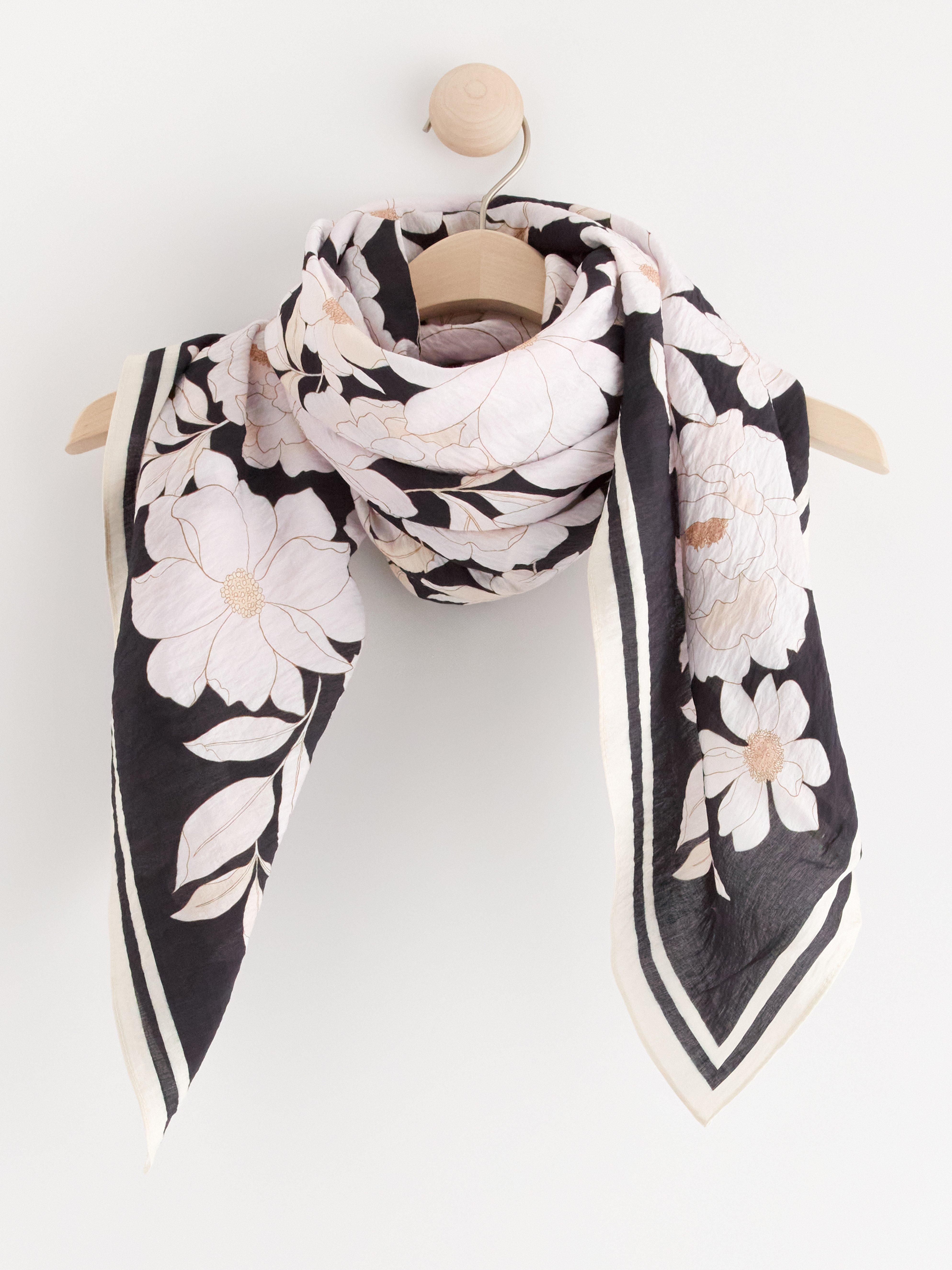 Landry Black Flower Scarf