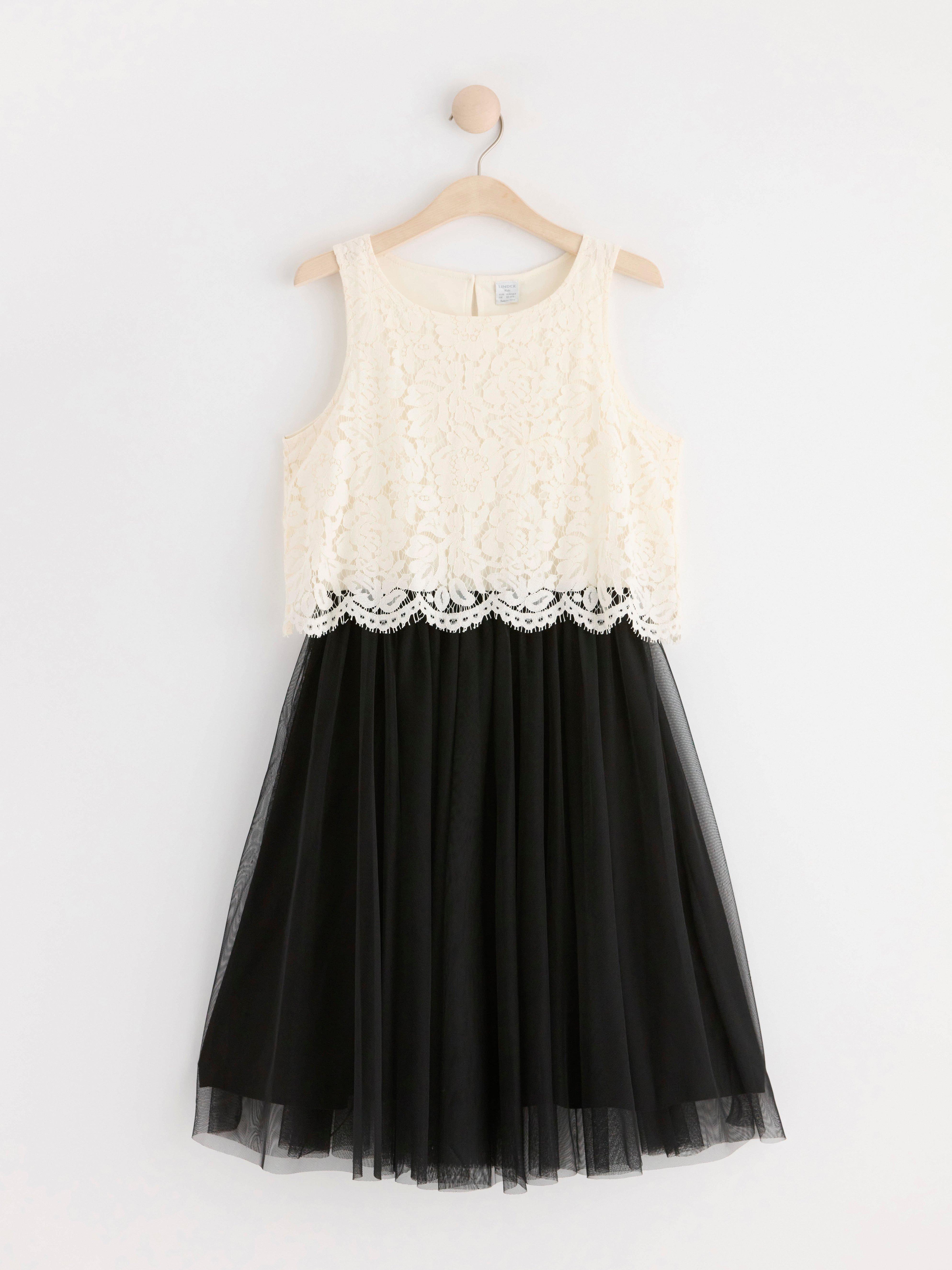 Lace Top and Tulle Skirt Full Length Dress Steel Grey