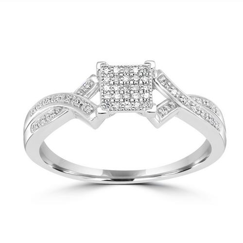 Diamond Braided 10K White Gold Fashion Ring, .14cttw