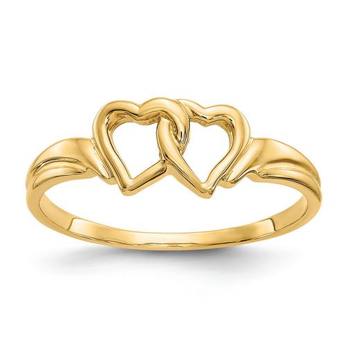 14K Gold Hand Polished Double Heart Ring