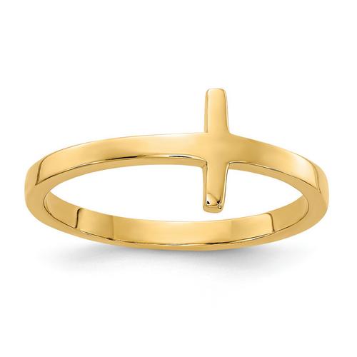 14K Gold Hand Polished Cross Ring