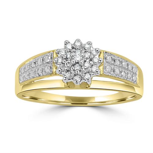 Diamond Studded 10K Yellow Gold Fashion Ring, .15cttw