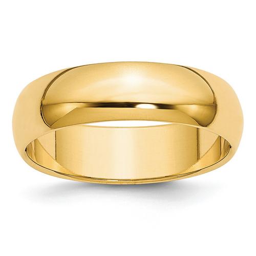 10K Yellow Gold Wedding Band, 6mm Ring