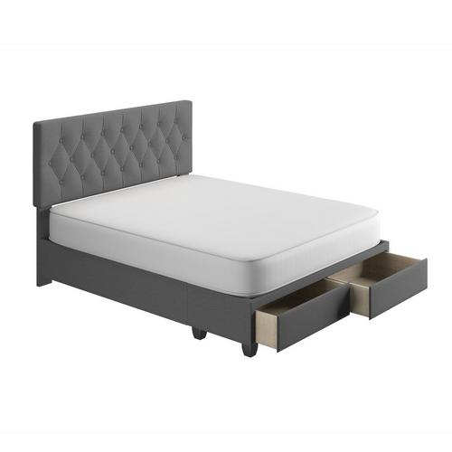 Sensations Queen Platform Storage Bed - Dark Grey Fabric