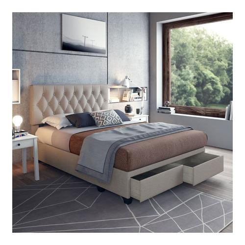 Queen Sensations Storage Bed - Beige 