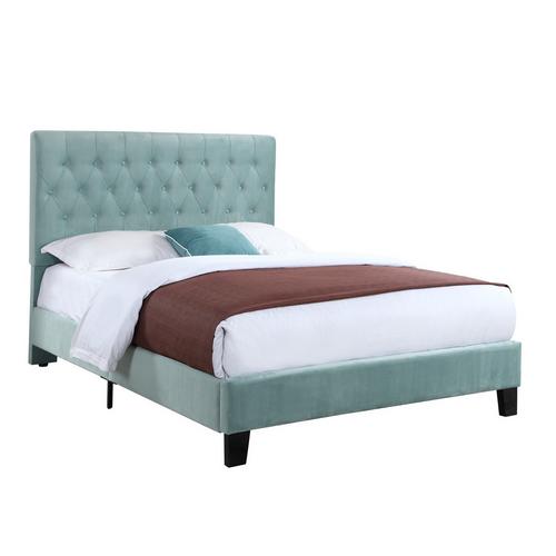 Amelia Queen Upholsterd Bed Lt Blue