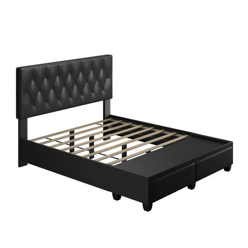 Uptown Queen Black Bed w/ Drawers