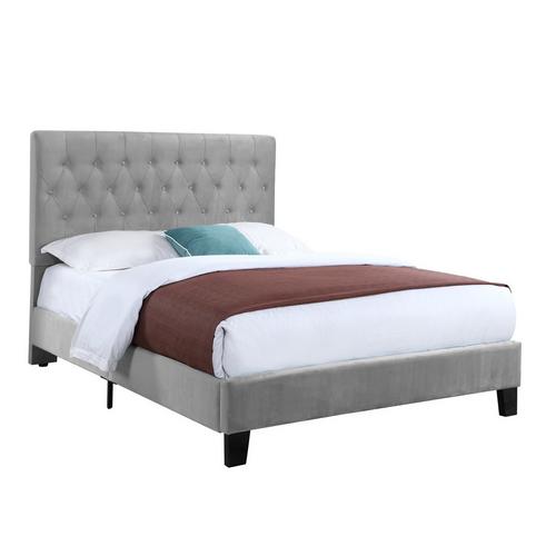 King Amelia Upholstered Bed - Light Gray 