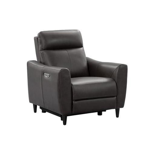Tomasino Leather Power Recliner, Dark Gray