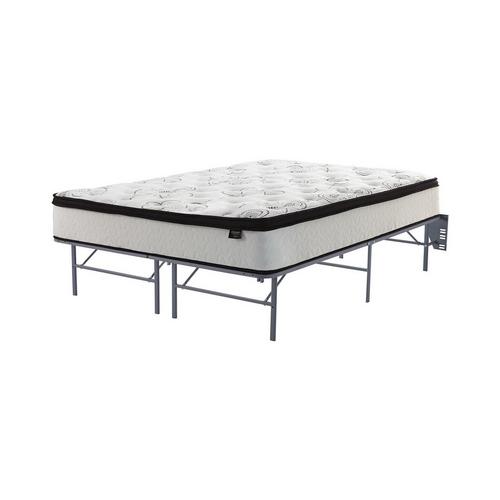 12" Euro Top Ultra Plush Hybrid Mattress in a Box with Platform Frame