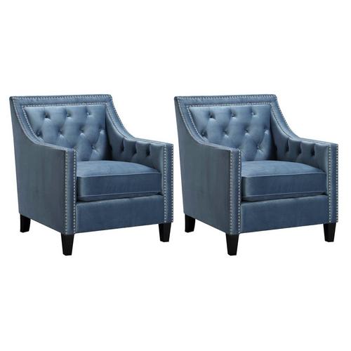 Set of 2 Tiffany Accent Chairs - Marine Blue