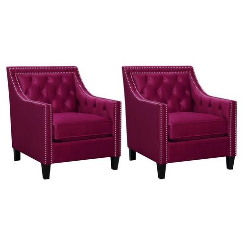 Set of 2 Tiffany Accent Chairs - Red