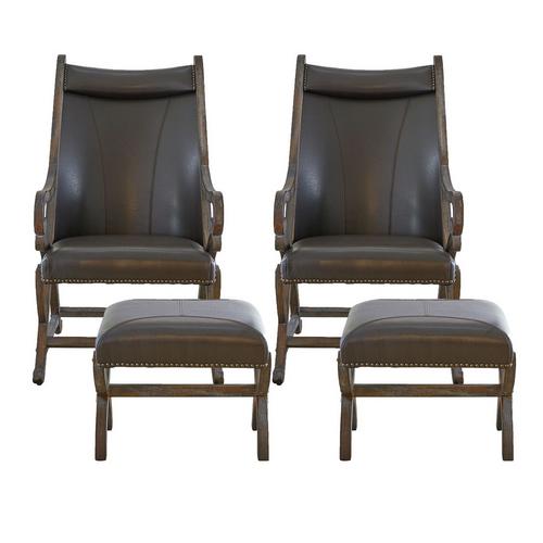 Set of 2 Hunter Chairs & Ottomans - Gray