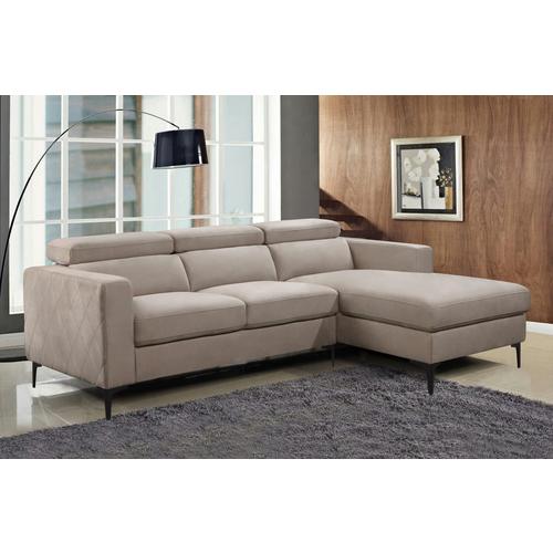 Trinton Sofa Chaise w/ Adjustable Headrest - Light Gray