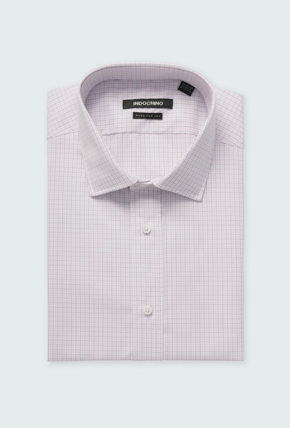 Helston Anti-Wrinkle Microcheck Pink and Gray Shirt