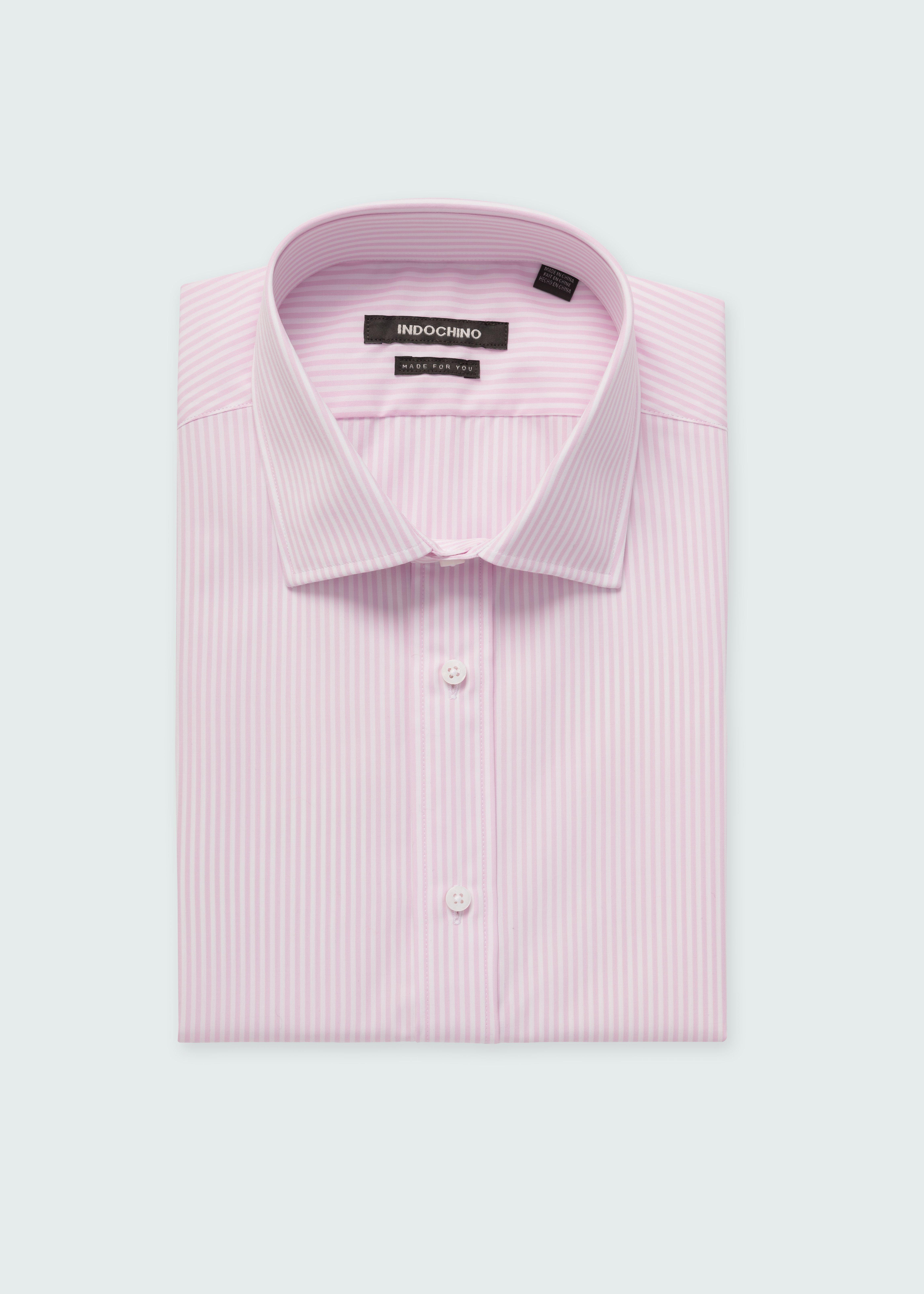 Men's Dress Shirts - Helston Pinstripe Pink Shirt | INDOCHINO