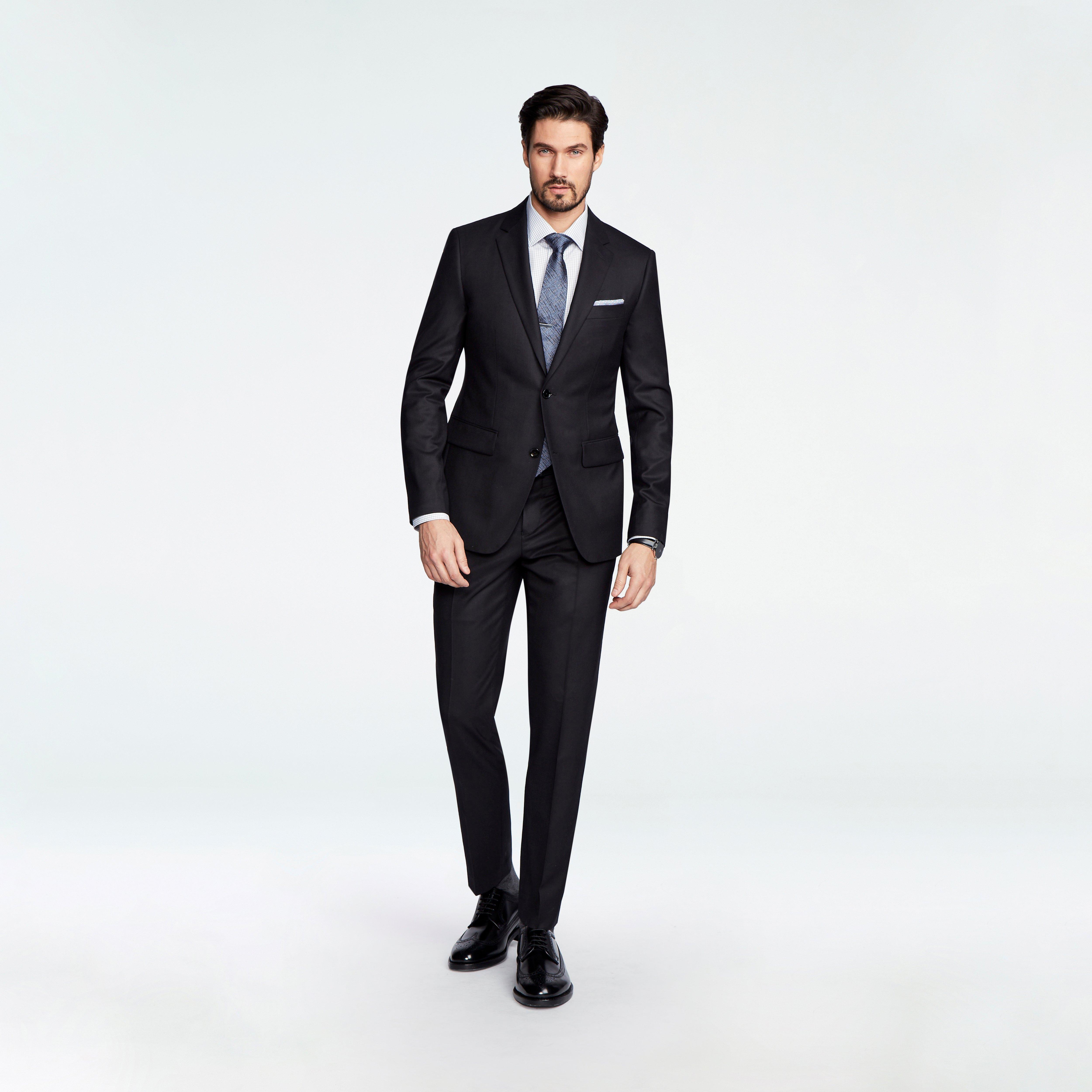 black dress suit men's Classy Black Bespoke Men Suit Three-Piece Notch Lapel Formal Business Suits