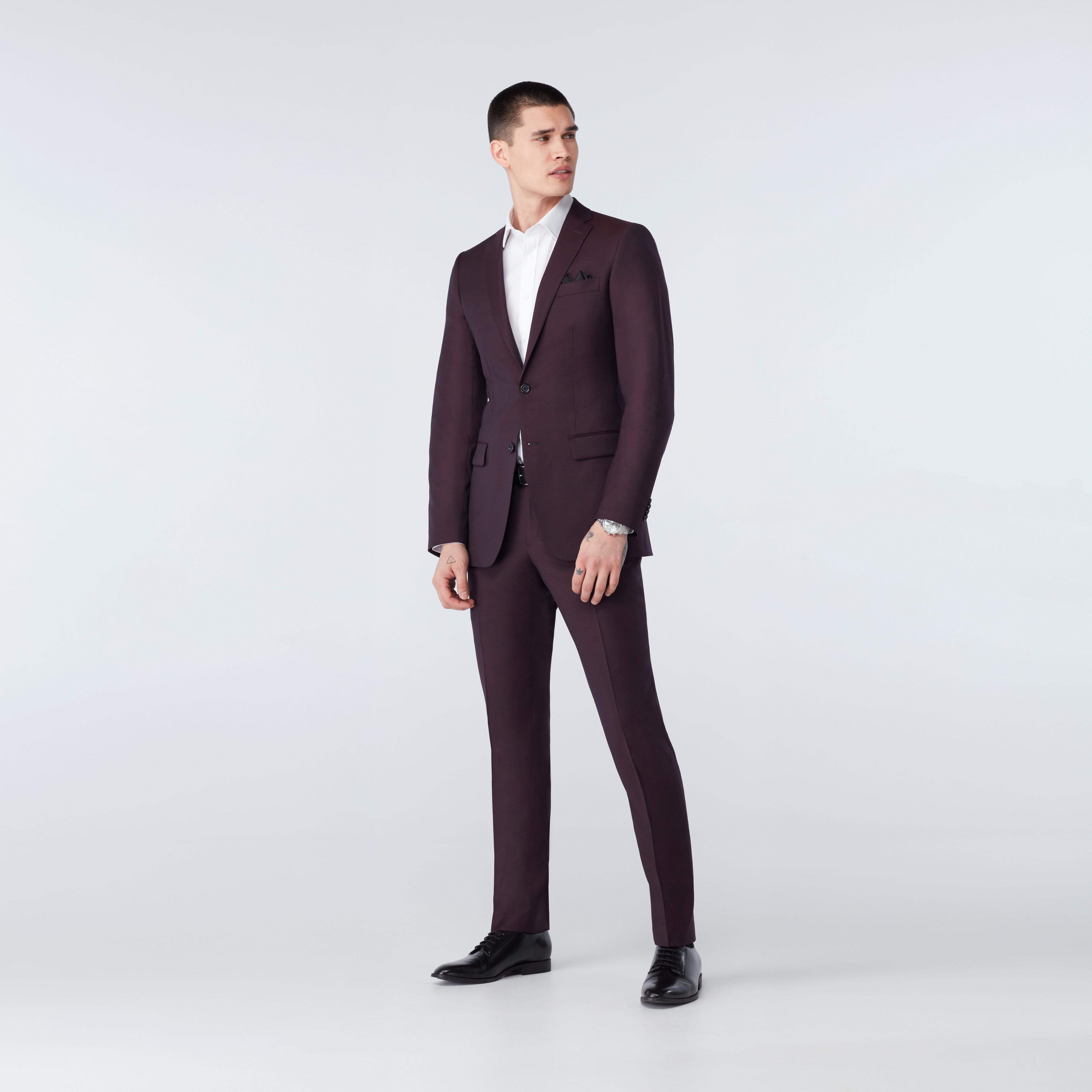 Men's Burgundy One Button Slim Fit Suit-Single Button Suits for Men – Flex  Suits