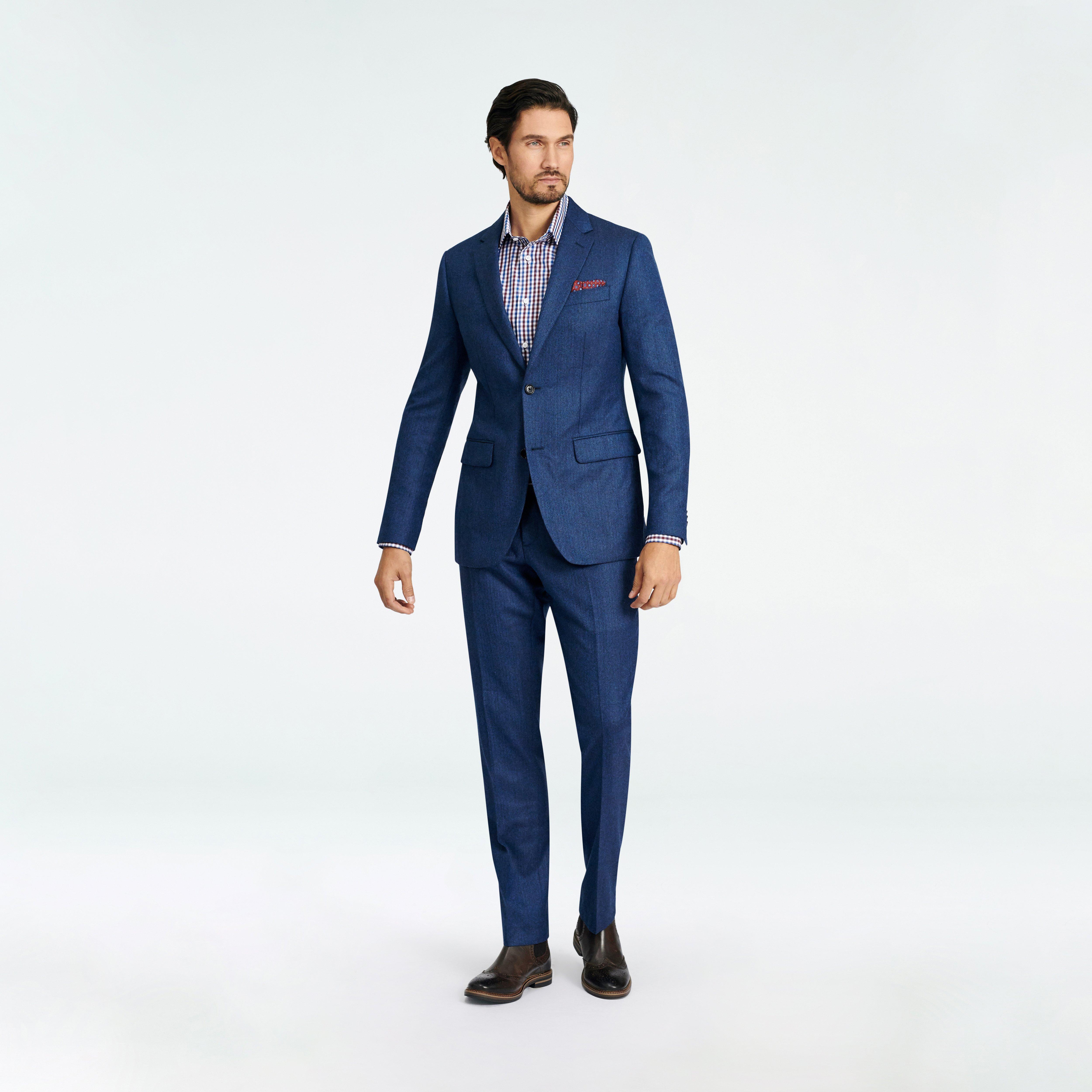 Custom Blazers Made For You - Prescot Herringbone Blue Blazer | INDOCHINO