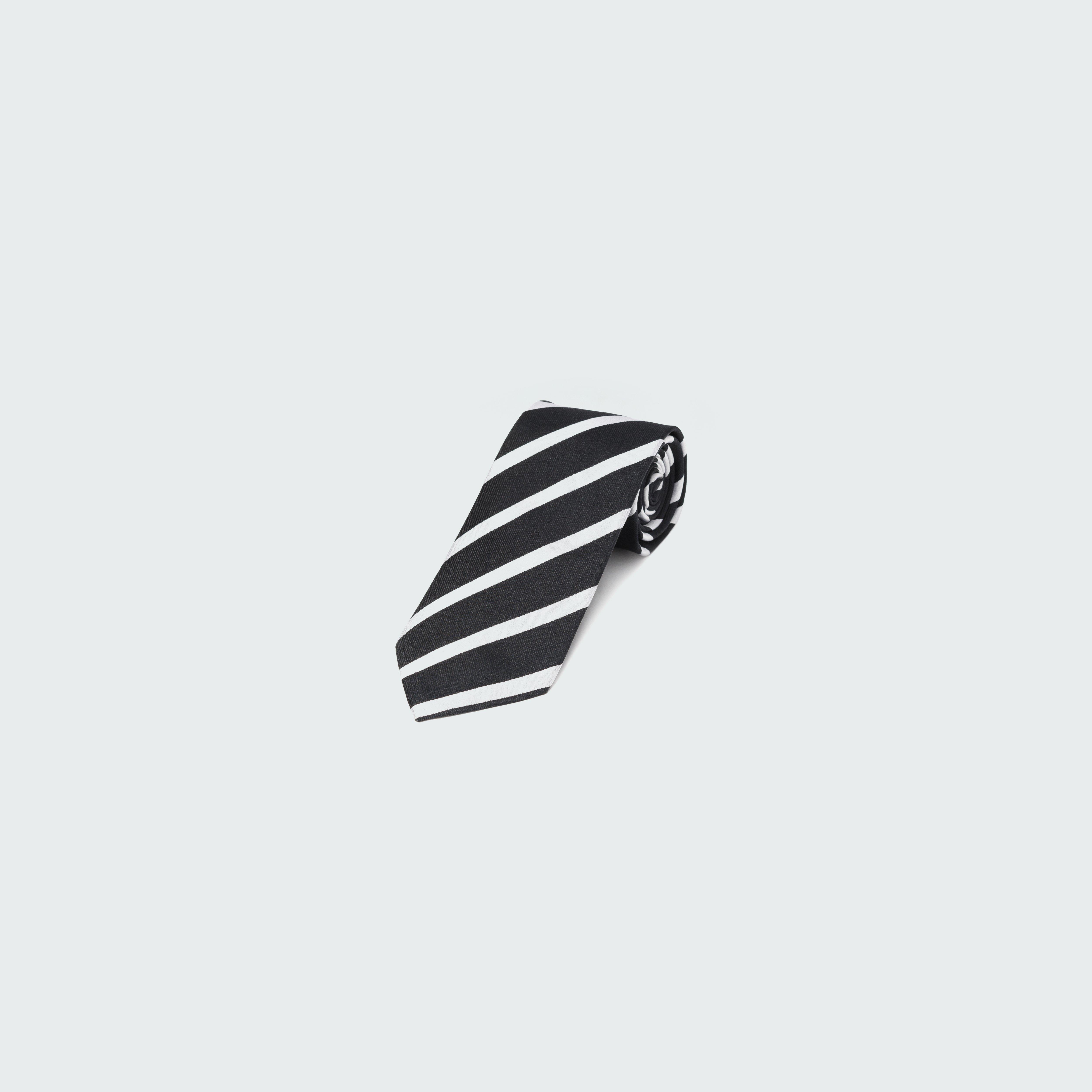 Black Repp Stripe Tie