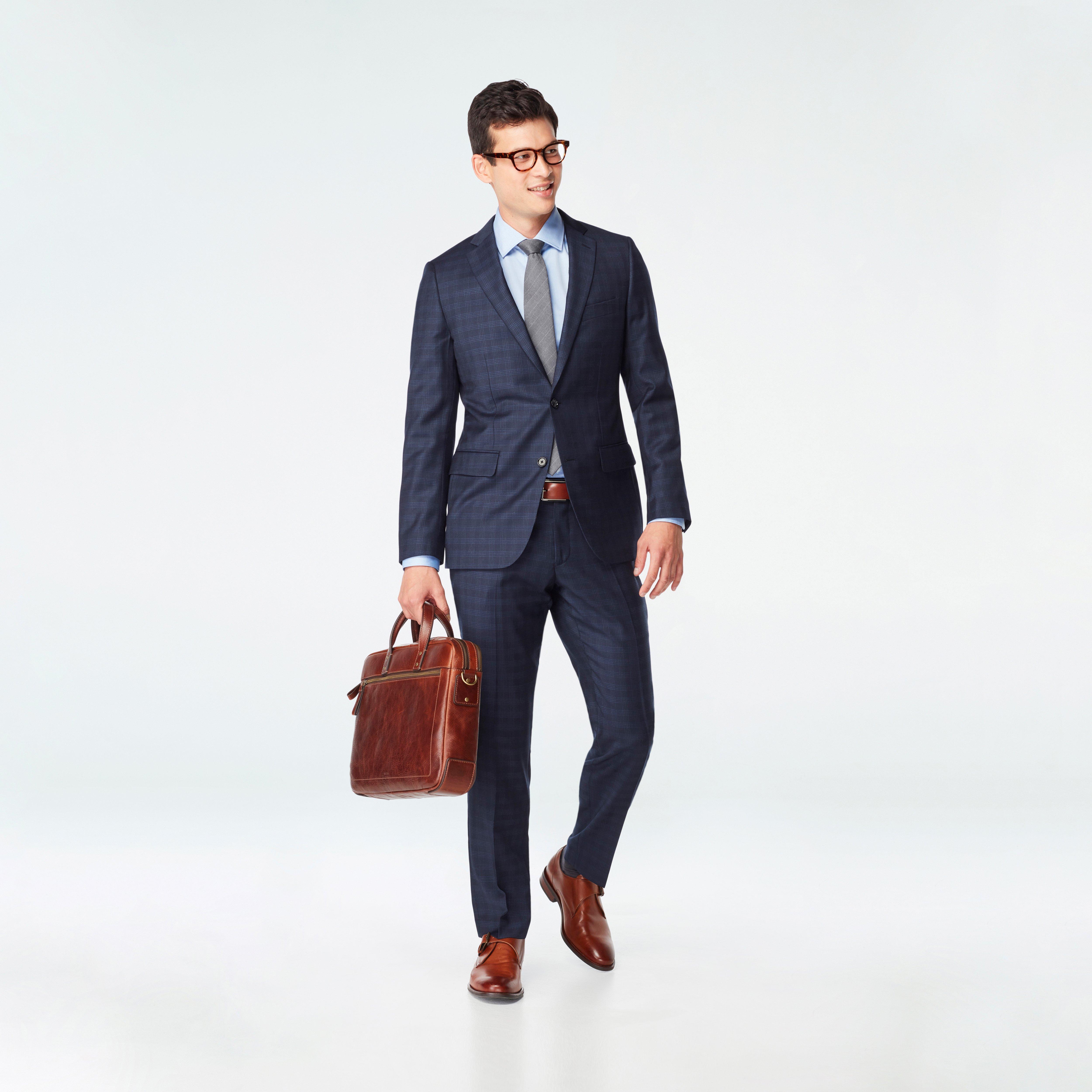 Doncaster Micro Check Navy Blazer