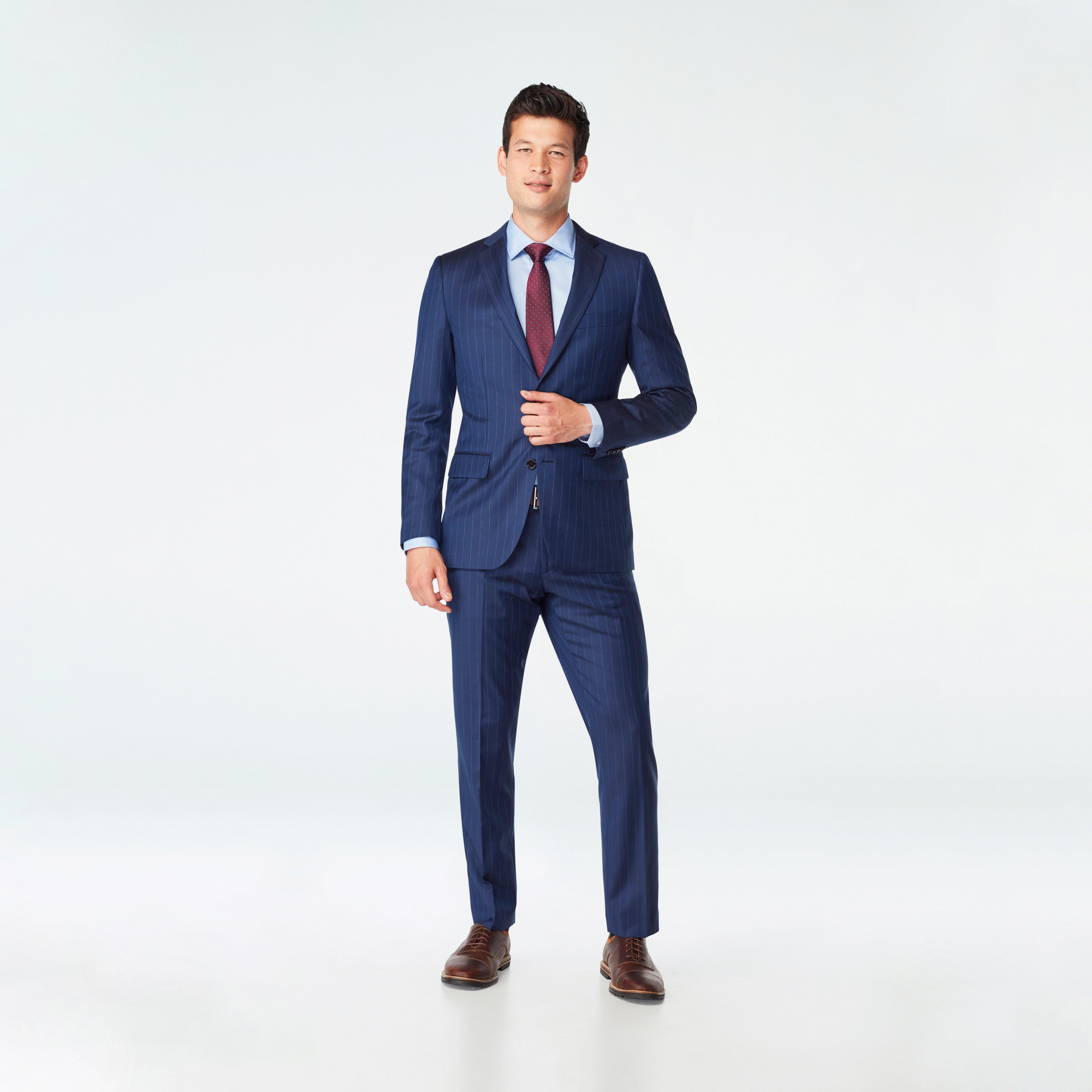 Tie Blue Suit With White Lines Custom Suits Made For You Hemsworth
