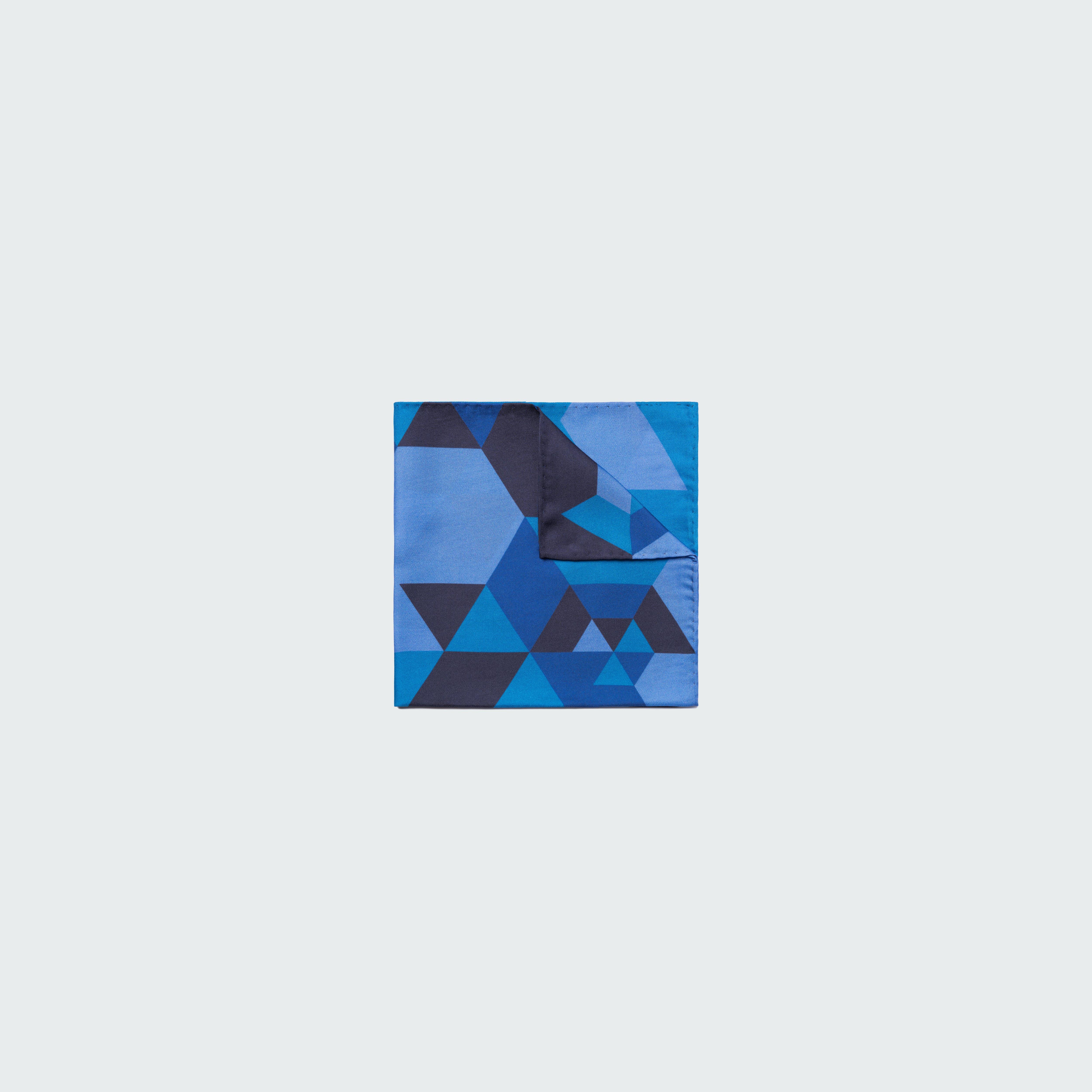 Red Blue Circle Geometric Silk Pocket Square - British Made