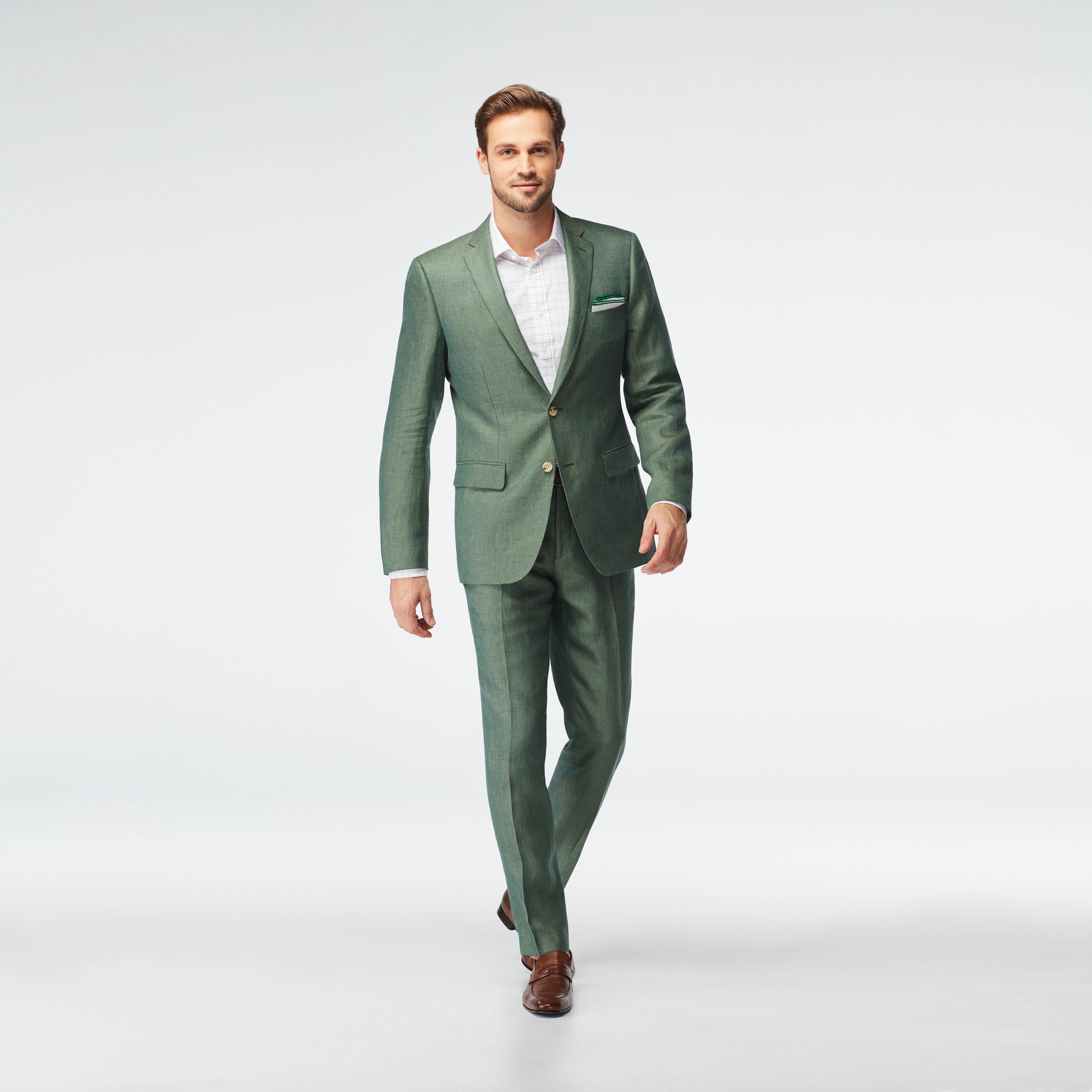 Custom Suits Made For You - Sailsbury Linen Green Suit | INDOCHINO