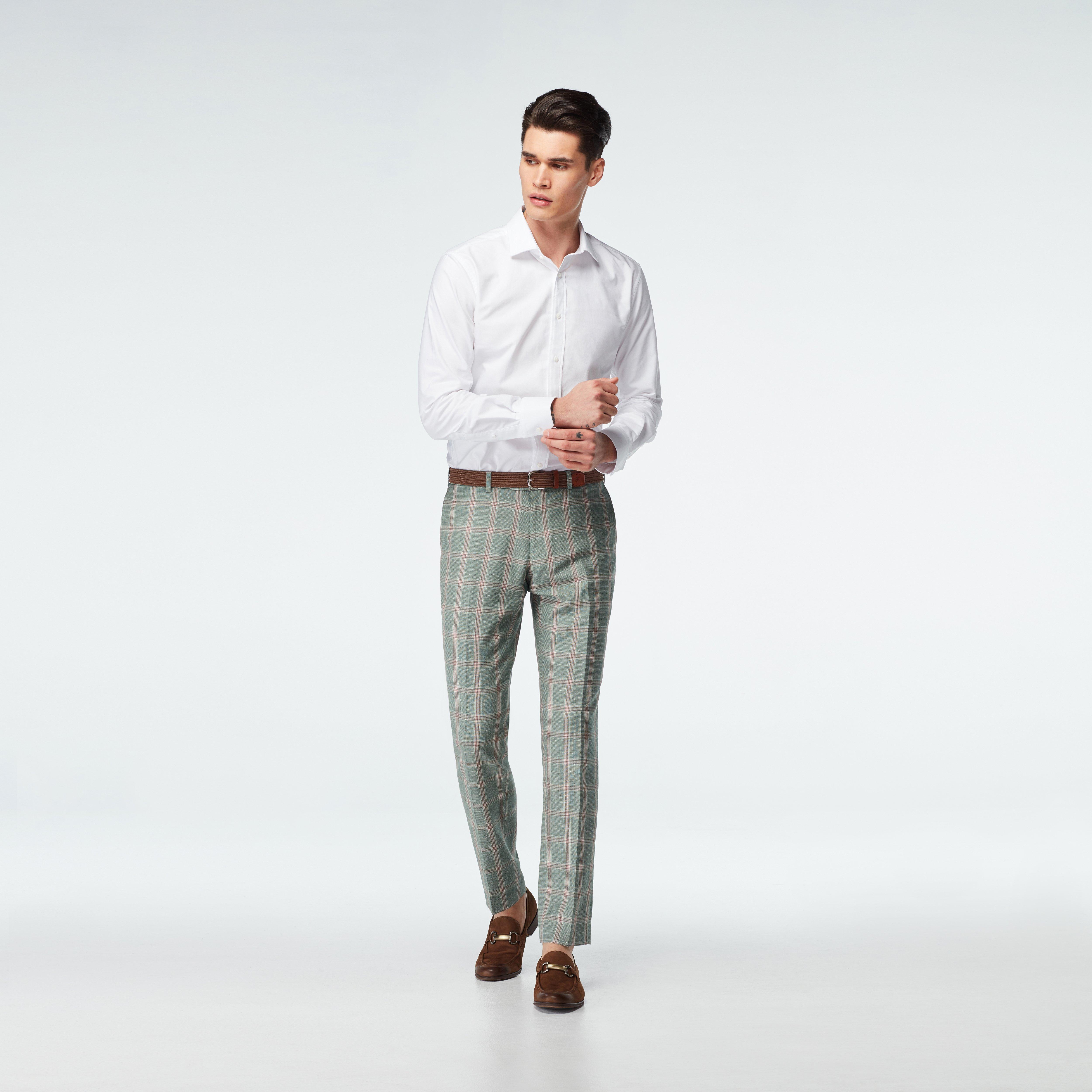 plaid pants mens green