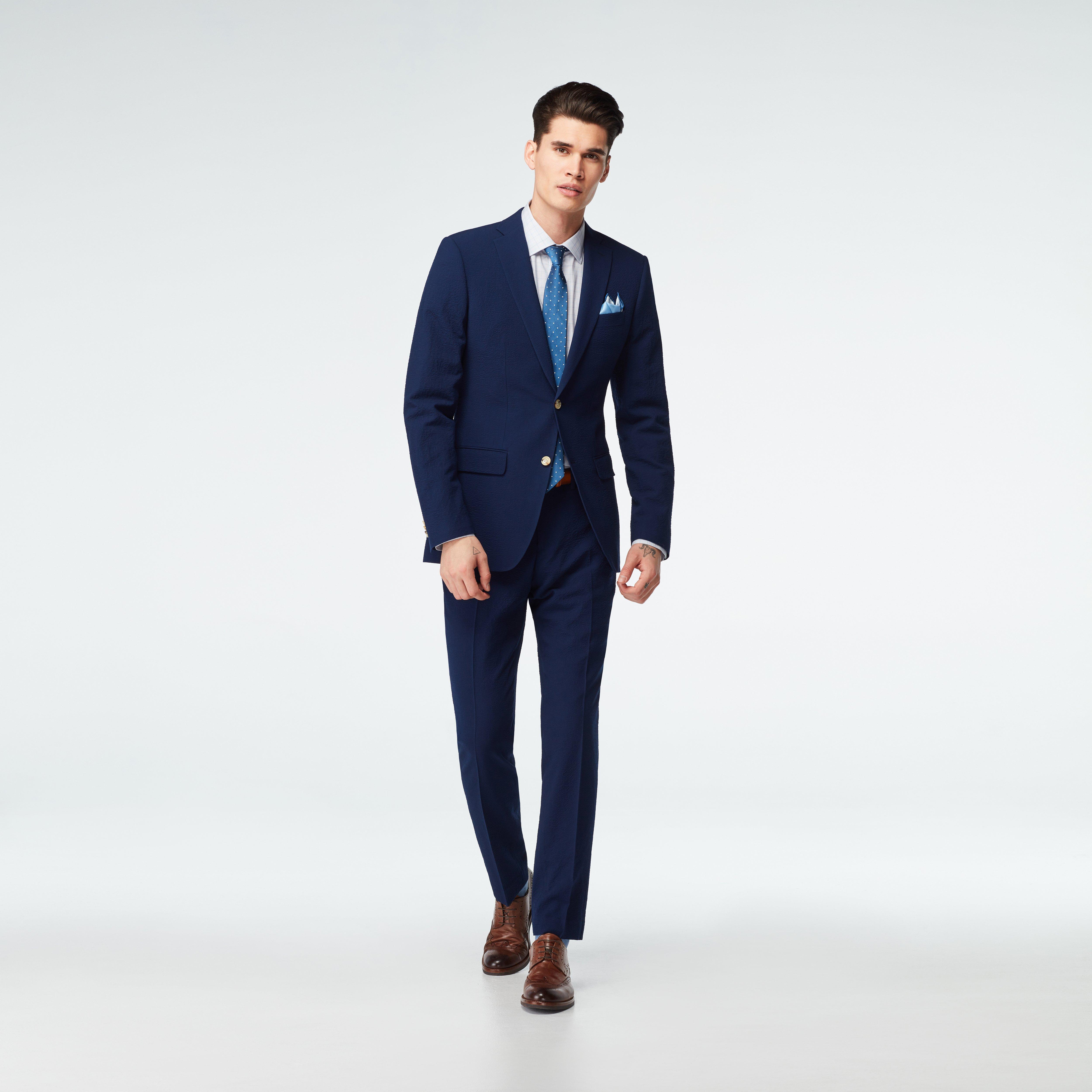 Custom Suits Made For You - Stapleford Seersucker Navy Suit | INDOCHINO