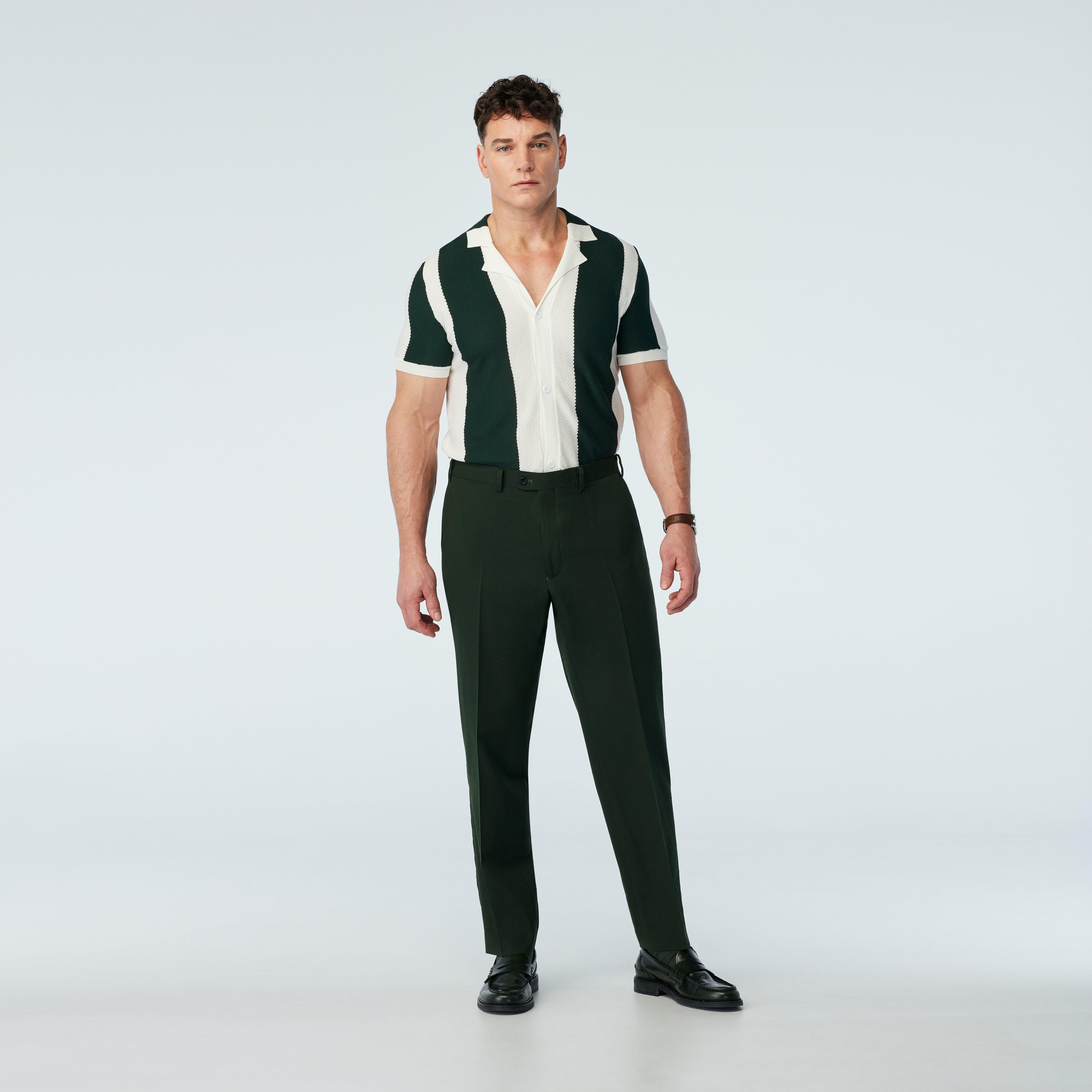 Custom Pants Made For You - Stapleford Seersucker Olive pants | INDOCHINO