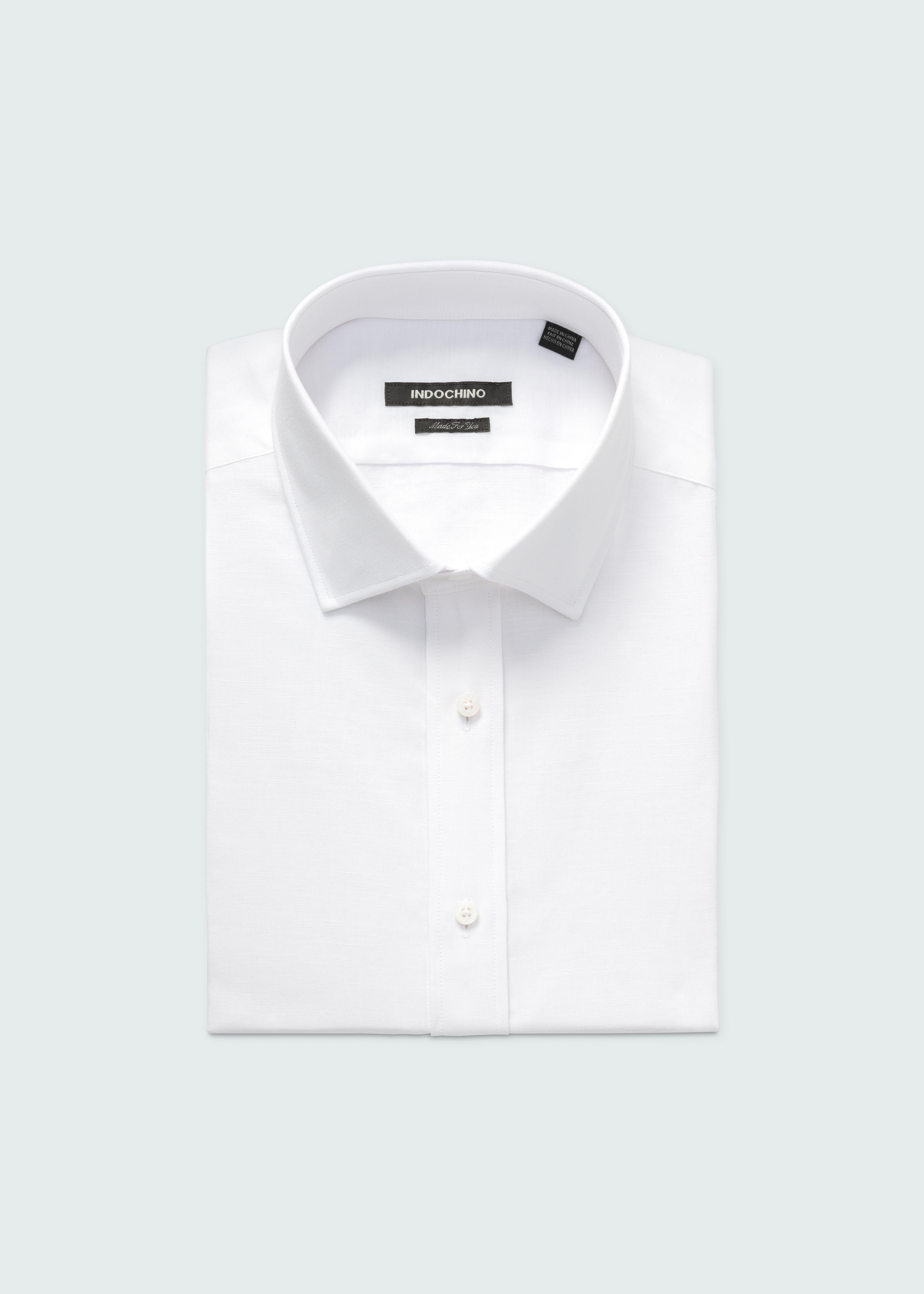 Men's Dress Shirts - Sudbury Cotton Linen White Shirt | INDOCHINO